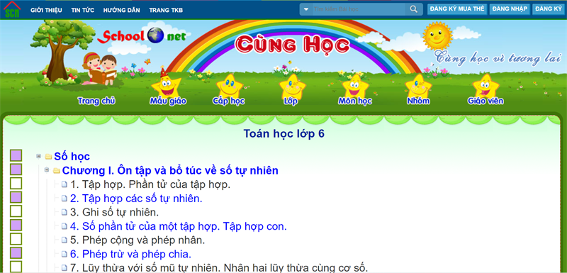 cunghoc.vn - Trang web học Toán lớp 6 online