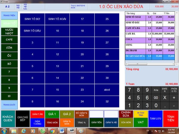 Phần mềm quản lý, tính tiền quán nhậu bigbuy