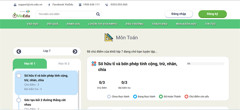 VioEdu - Học Toán lớp 7 online