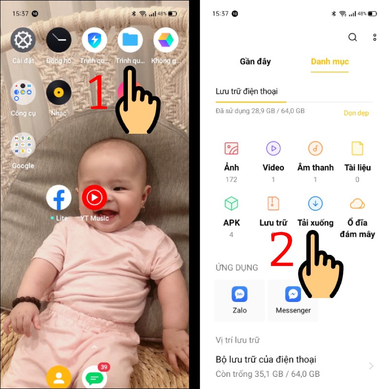 Mở phần Tr&igrave;nh quản l&yacute; tệp, chọn mục Tải xuống