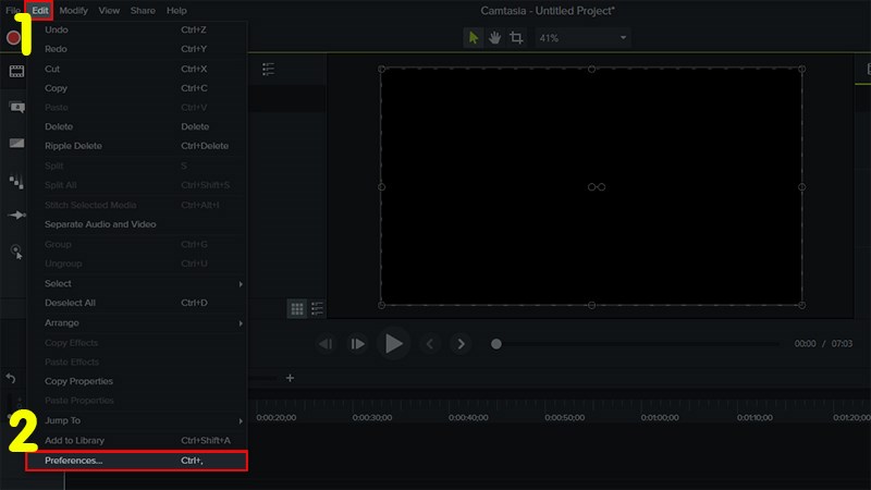 Chọn thẻ Edit > Chọn Preferences