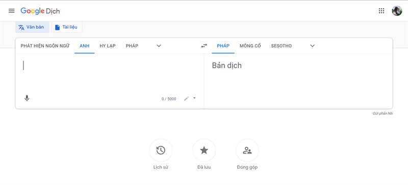 Google Dịch - Dịch tiếng Pháp sang Tiếng Việt trực tuyến