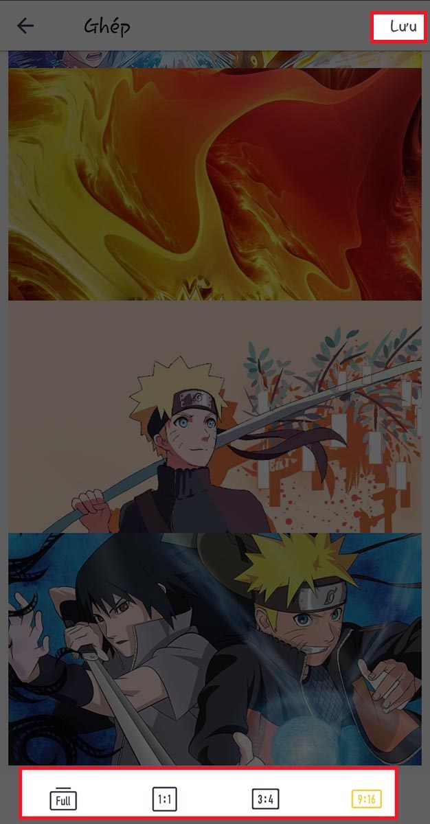 chọn tỉ lệ khung ảnh và nhấn Lưu chọn tỉ lệ khung ảnh và nhấn Lưu