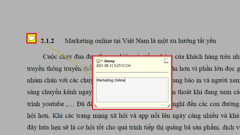 Tạo và nhập comment