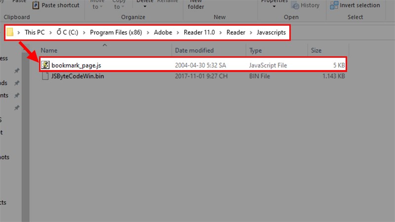 Copy và dán file bookmark_page vừa được giải nén vào Adobe Reader