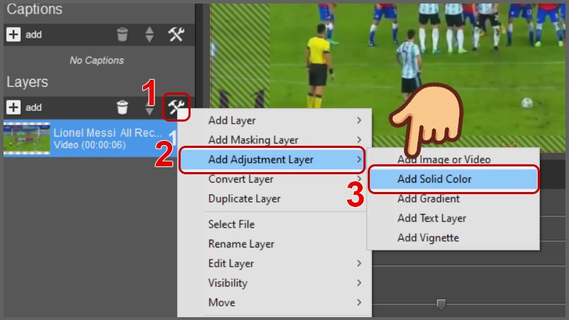 Chọn biểu tượng chỉnh sửa ở mục Layer chọn Add Adjustment Layer > Add Solid Color