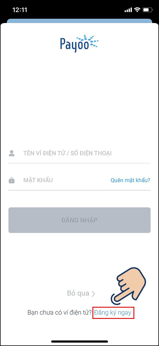 Chọn vào Đăng ký ngay.
