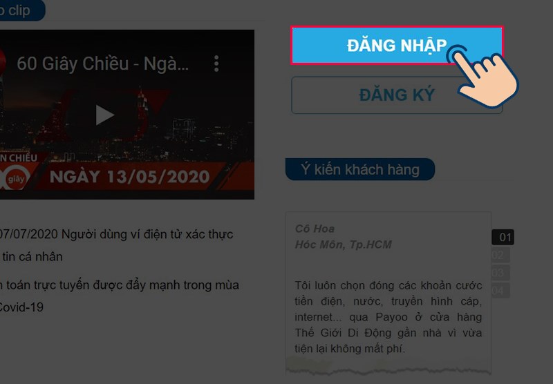 Để đăng nhập, bạn thao tác như bước 1, chọn Đăng nhập.