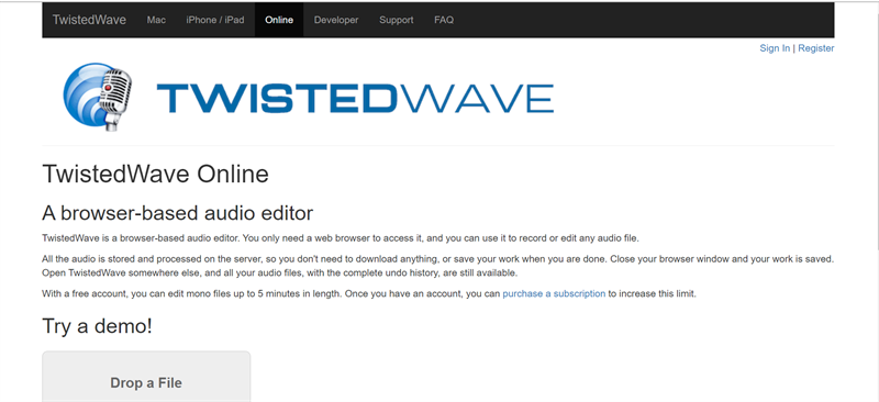 twistedwave.com - Web chỉnh âm thanh trực tuyến