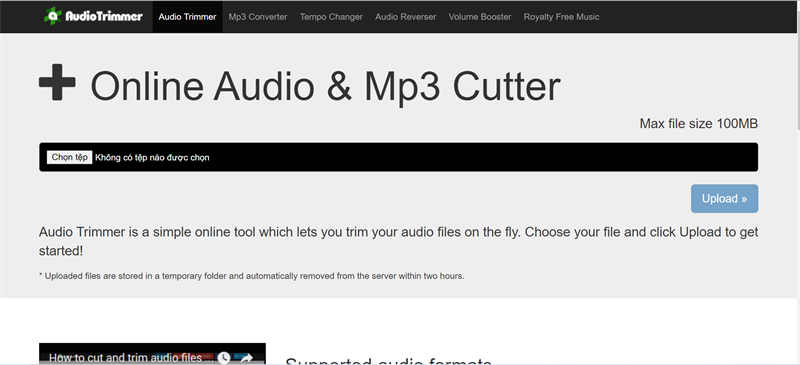audiotrimmer.com - Cắt âm thanh, tạo nhạc chuông trực tuyến miễn phí