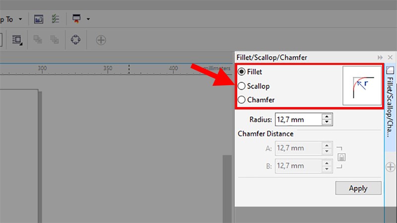 Chọn c&aacute;c lựa chọn bo g&oacute;c