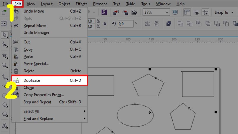 Chọn tab Edit > Nhấn chọn Duplicate