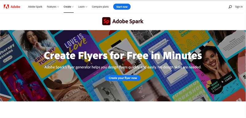 Adobe Spark: Trang web làm tờ rơi online