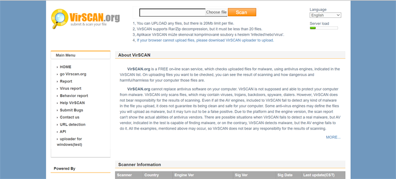 virscan.org - Scan virus online