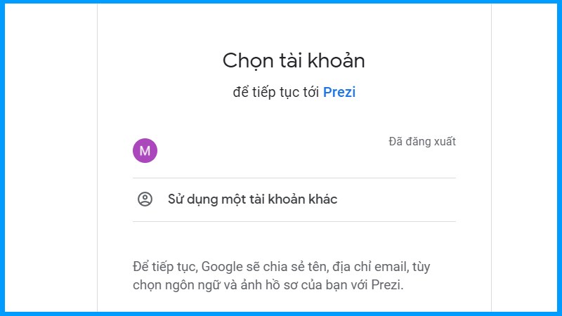 Chọn t&agrave;i khoản đăng nhập Gmail