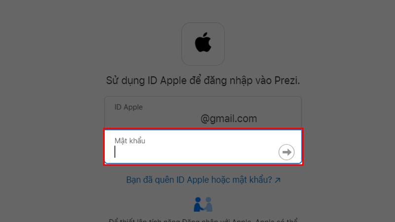 Nhập mật khẩu ID Apple
