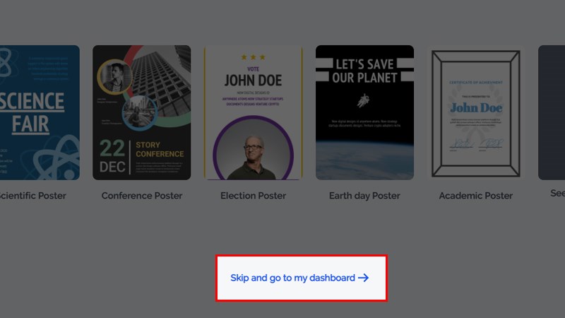 Chọn Skip and go to my artboard để bỏ qua bước n&agrave;y