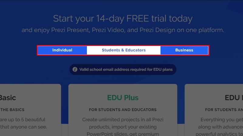 Chọn đối tượng sử dụng Prezi