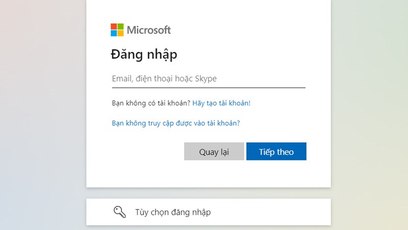 Đăng nhập t&agrave;i khoản Microsoft của bạn