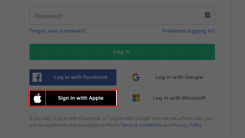 Chọn Sign in with Apple 
