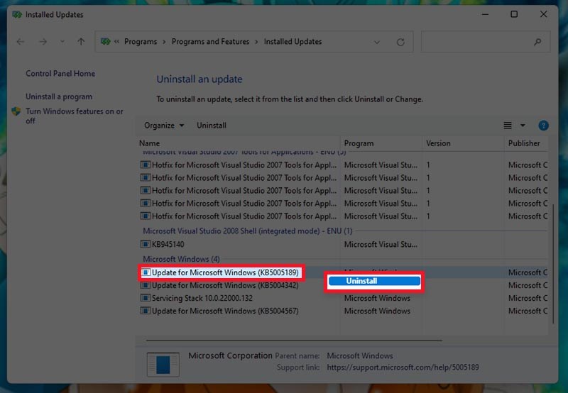 Chọn Uninstall Chọn Uninstall