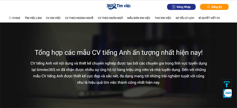 timviec365.vn - Tạo CV Tiếng Anh online