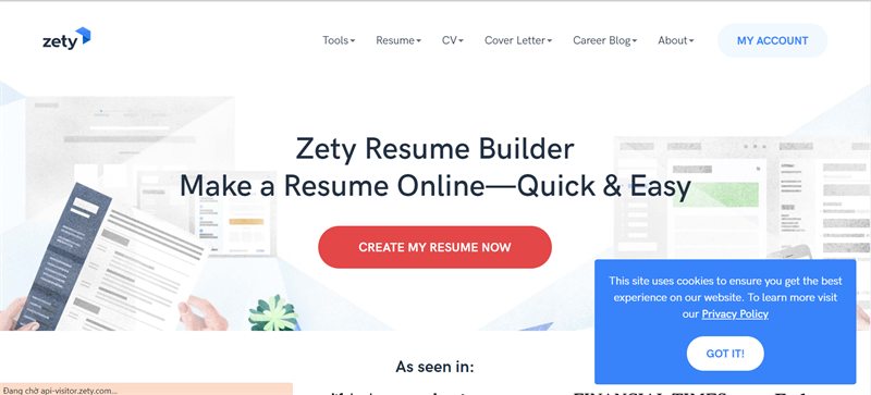 zety.com - Website tạo CV Tiếng Anh online