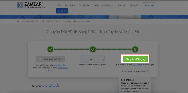 Bước 4: Bấm nút Chuyển đổi ngay Bước 4: Bấm nút Chuyển đổi ngay