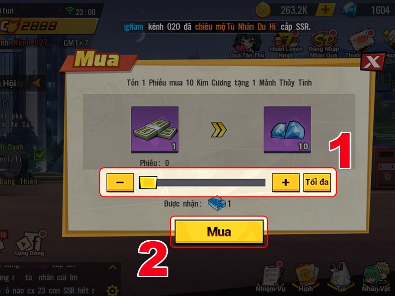 Đổi phiếu đã mua thành kim cương Đổi phiếu đã mua thành kim cương