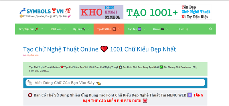 web thiết kế chữ