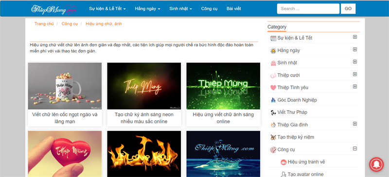 thiepmung.com - Website tạo chữ nghệ thuật online