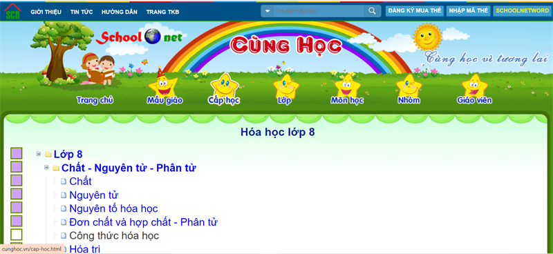 cunghoc.vn - Học Hóa online lớp 8 miễn phí