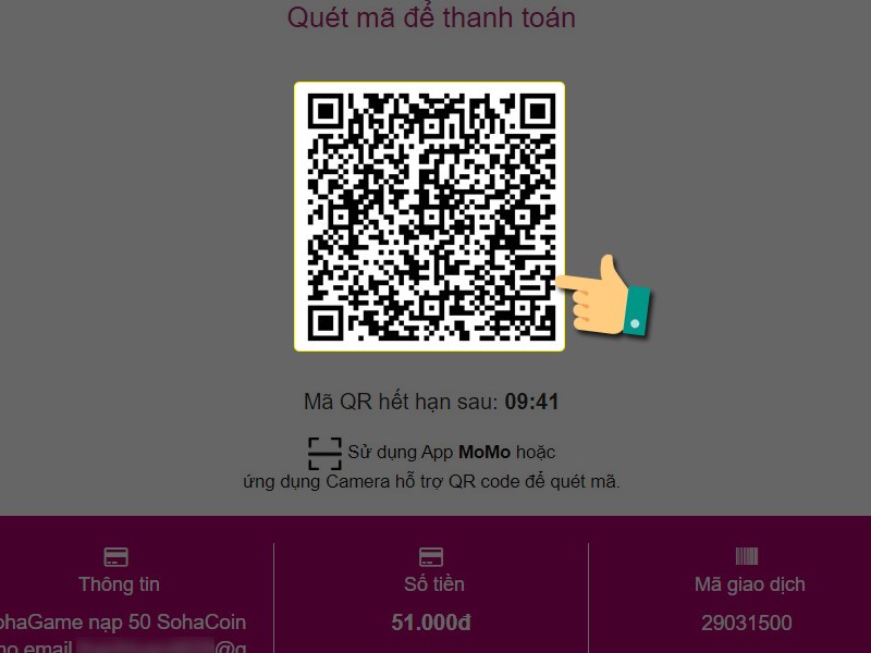 Quét mã QR để thanh toán