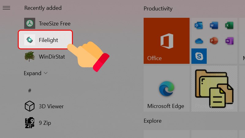 Vào Windows > Chọn mở công cụ Filelight