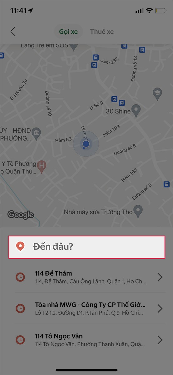 Nhập điểm cần đến của bạn