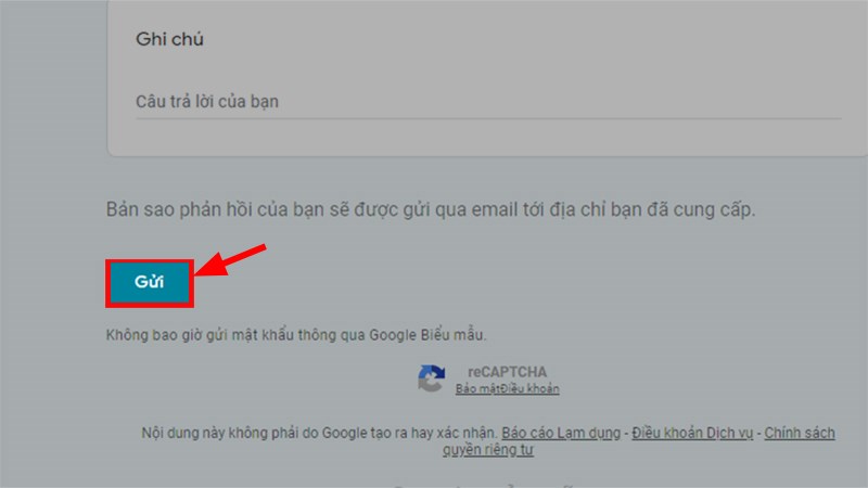 Nhập đầy đủ th&ocirc;ng tin > Nhấn Gửi