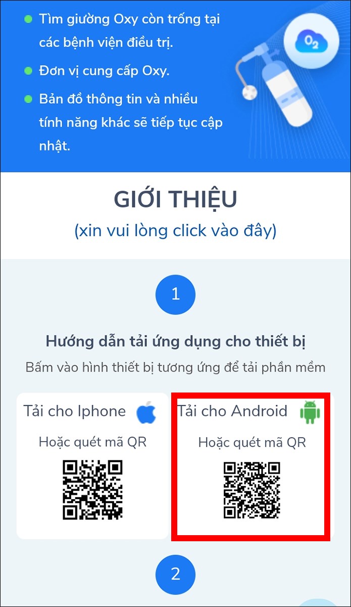 Nhấn v&agrave;o &ocirc; Tải cho Android Hoặc qu&eacute;t m&atilde; QR