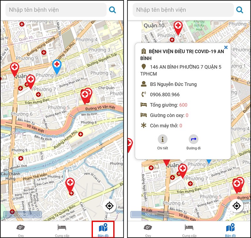 Chọn mục Bản đồ. Tick chọn vị tr&iacute; c&oacute; đ&aacute;nh dấu đỏ