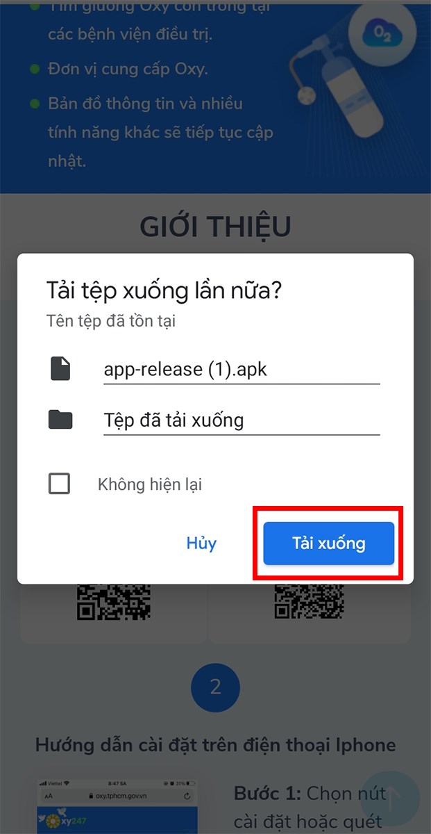 Nhấn Tải xuống
