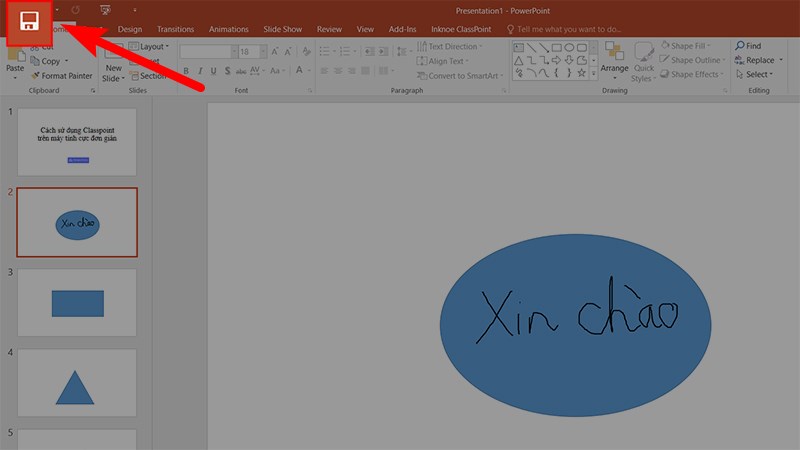 Thực hiện lưu file PowerPoint chứa chú thích