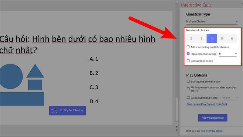 Chọn các lựa chọn trả lời trắc nghiệm