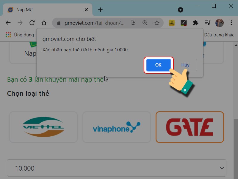 Nhấn OK để xác nhận Nhấn OK để xác nhận