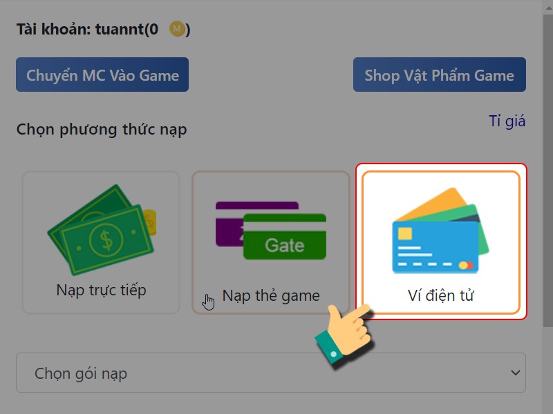 Nạp bằng ví MoMo Nạp bằng ví MoMo