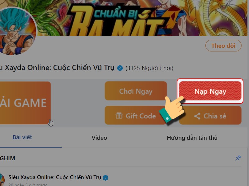 Nhấn vào Nạp ngay Nhấn vào Nạp ngay