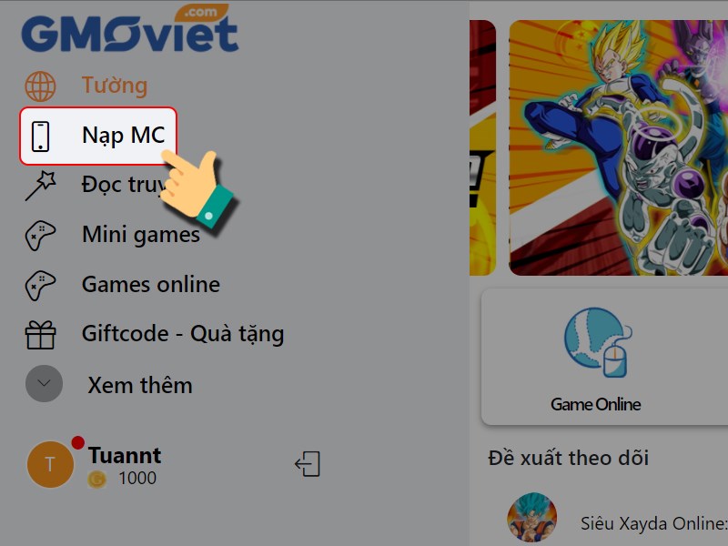 Chọn nạp MC Chọn nạp MC