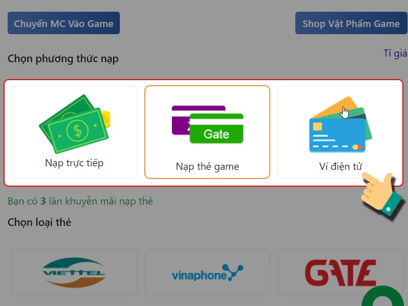 Chọn phương thức thanh toán bạn muốn dùng Chọn phương thức thanh toán bạn muốn dùng