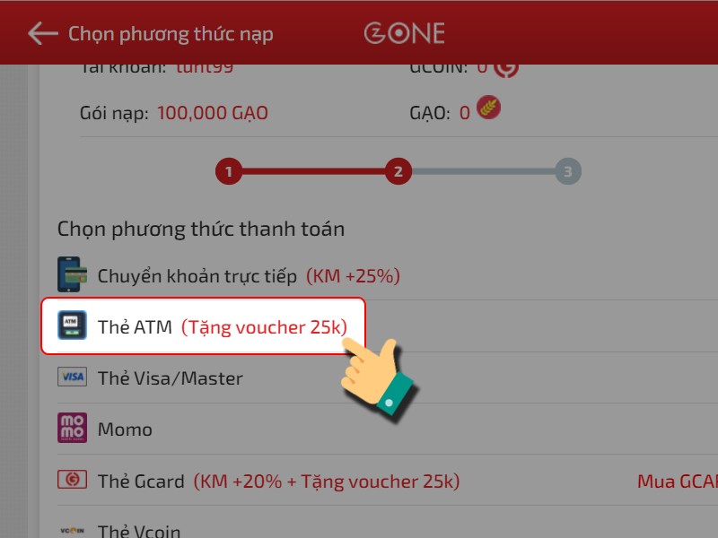Nạp qua thẻ ATM