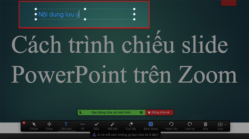 Chọn vị trí bạn muốn thêm lưu ý, sau đó nhập nội dung vào khung