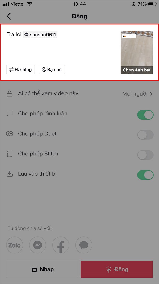Bạn có thể thêm mô tả, hashtag, gắn thẻ bạn bè