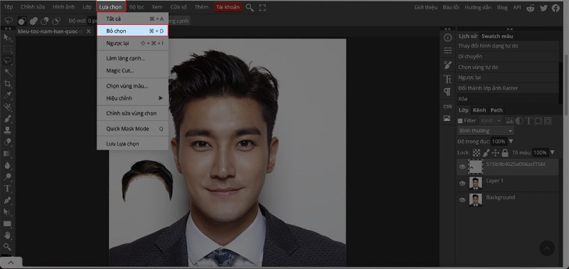 Chọn Lựa chọn > chọn&nbsp;Bỏ chọn&nbsp;hoặc bấm tổ hợp ph&iacute;m&nbsp;Ctrl + D để bỏ v&ugrave;ng chọn